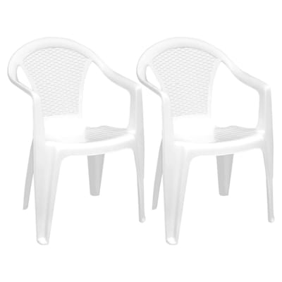 Gerimport tuinstoel Vlieland - 2x - wit - kunststof - 55 x 54 x 83 cm - bijzet stoelen
