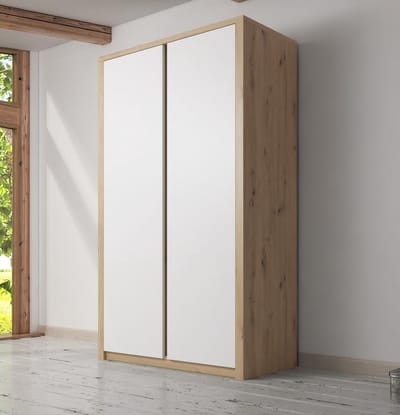 Meubella - Kledingkast Melody - Wit - Eiken - 90 cm