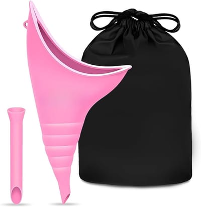 Plastuit voor Vrouwen Hygiënisch & Lekvrij Ontwerp - vrouwen urinoir Herbruikbaar & Comfortabel Gebruik - urine fles Met Extensie Voor Staand Plassen | Incl. Opbergtasje Voor Reizen, Festivals & Kamperen – Roze