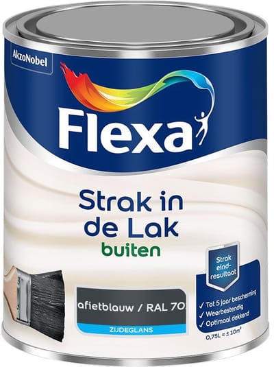 Flexa - Strak In De Lak Buitenlak Zijdeglans - Grafietblauw / Ral 7016 - Mengverf - 750 Ml