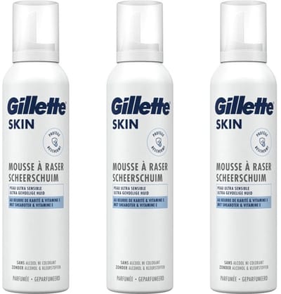 Gillette SKIN - Scheermousse - Ultra Gevoelige Huid - Voordeelverpakking 3 x 240 ml