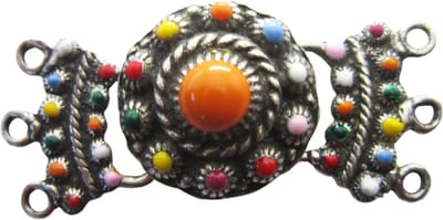 Zeeuws Meisje - slot Zeeuwse knoop zwaar verzilverd multi colour emaille