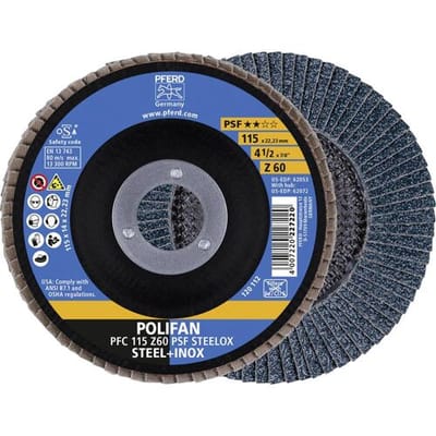 PFERD TOOLS 67766115 Z Psf Steelox Lamellenschijf Diameter 115 mm Boordiameter 22.23 mm Korrelgrootte (num) 60 10 stuk(s)