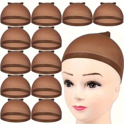 20 stuks Pruikkap Kous Pruikkappen Antislip Rekbaar Nylon Pruikkappen Voor Vrouwen Zacht En Ademend Gesloten Einde brown