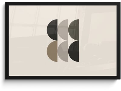 Poster in lijst - Fotolijst 60x40 cm - Posters - Halve cirkels - Aardetinten - Grafisch - Posterlijst zwart - Decoratie - Wanddecoratie woonkamer - Muurdecoratie slaapkamer