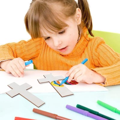 Houten kruisornamenten, houtspaander, handgemaakte graffiti, decoratief schilderen, doe-het-zelf knutselsets voor familie, eettafel, bruiloft, feest