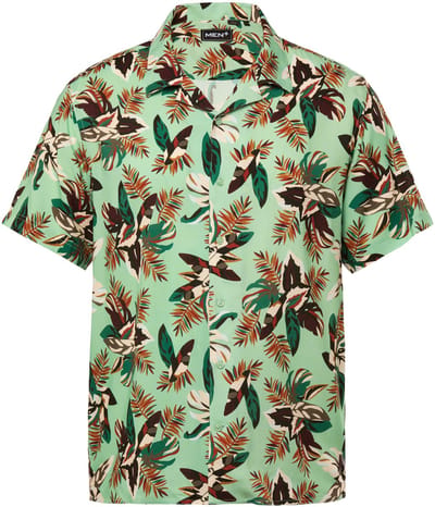 Men Plus - Heren - Viscose-overhemd korte mouw Cubaanse kraag Cuba fit - Munt - Maat 3XL