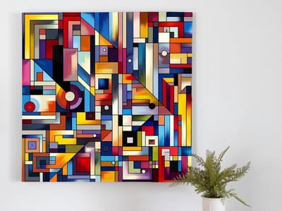 Abstract picasso schilderij | Abstracte interpretatie van de filosofie van Picasso's dynamische kunstwerk | Kunst - 30x30 centimeter op Canvas | Foto op Canvas
