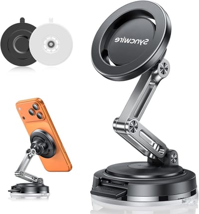 Verstelbare Magneet Telefoonhouder voor Auto met Zuignap, 360° Rotatie en Vervangbare Suction Cup voor iPhone 17–12 Pro Max Plus