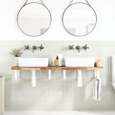 vidaXL - Badkamer - wandschap - staal - en - massief - acaciahout