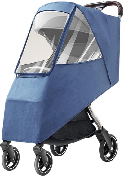 LISM-Universele regenhoes Geschikt voor kinderwagens – weerbestendig, ademend en stofwerend, Geschikt voor de meeste eenpersoonskinderwagens (blauw).