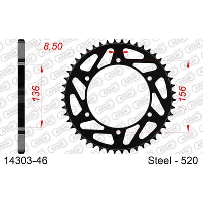 Stalen tandwiel Afam 520 46 dents