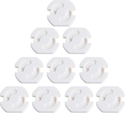 Okado Stopcontactbeveiliging 10 Stuks Wit – Kinderbeveiliging Stopcontact met Draaisysteem en Plakstrip – Kunststof Stopcontactbescherming voor Baby en Peuter