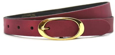 Take-it Dames Riem Leer Bordeaux-Burgundy – Breedte 2.5 cm – Leren Vrouwen Riem - Lengte totaal 100 cm / Riemmaat 85 - Ovale gouden gesp