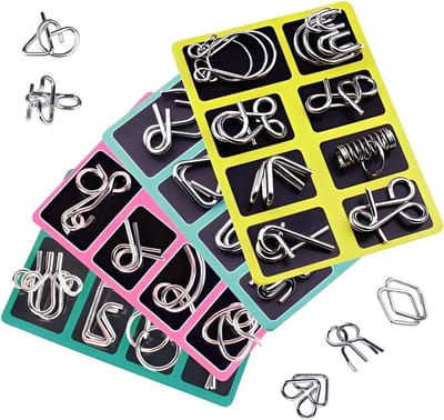 Metalen Ringpuzzel - IQ Puzzel Hersenkraker - Mentale Uitdaging - 32 Delige Set - 18.4 x 13.5 cm - Metaal