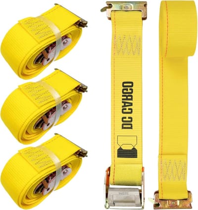 Vastbindende Riemen - Spanbanden Nokgesp - Lading Zekeren - Water- en UV-bestendig - 2" x 30" - Geel