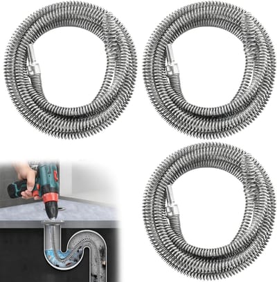 Buisreinigingsspiralen set van 3, afvoerreinigers voor badkuip, toilet en keuken, 10 mm x 4 m/2 m/1 m, effectief voor verstoppingen en onderhoud