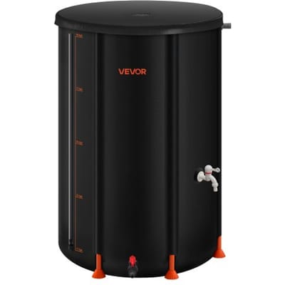 VEVOR Opvouwbare Regenton, 380 L Draagbare Regenwatertank, Regenwateropvangsysteem, 1000d PVC Regenwateropvangsysteem, Watertank, Regenton met Kraan en Overloopset, Zwart
