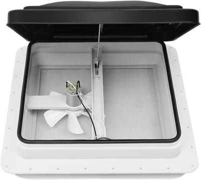 Dakluik Camper - Ventilatie Luik - Ventilatie Caravan - Met Hor - 42 x 42 cm - Wit Zwart
