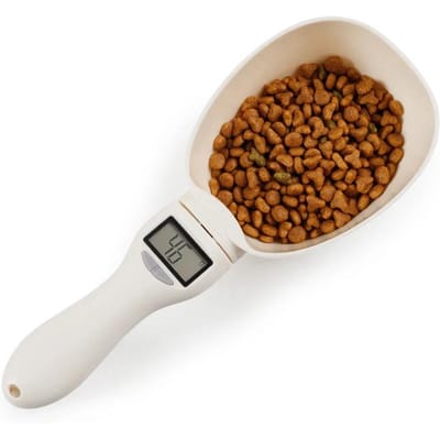 800g/1g Huisdiervoer Weegschaalbeker voor Hond Kat Voerbak Keukenweegschaal Lepel Maatschepbeker Draagbaar met Led Display Huisdier Voeder none beige