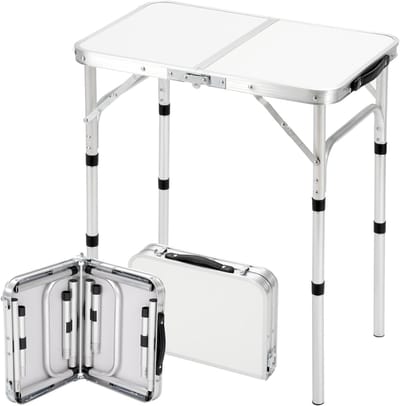 Thijox - Inklapbare Campingtafel 60x40 cm - Verstelbare Aluminium Klaptafel - Weerbestendige Tuintafel voor Buiten, Balkon, Picknick en Camping