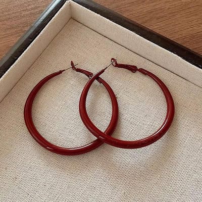 Ankela Rode Grote Ronde Hoop Oorbellen voor Vrouwen Trendy Eenvoudige Hyperbool Geometrische Cirkel Huggie Lus Sieraden Brincos Bijoux Cadeau beige