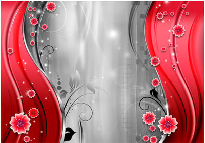 Fotobehangkoning - Behang - Vliesbehang - Fotobehang - Behind the curtain of red - 400 x 280 cm