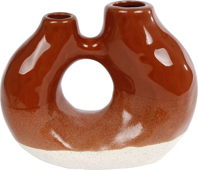 Oneiro’s Luxe Vaas Vaas "Marloes" terra/bruin aardew - ø 21x10x18cm – binnen – buiten – luxe – accessoires – tuin – decoratie – bloemen – voor binnen – keramiek