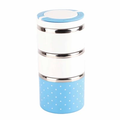 Dailygoody - 3-laags Isolatie Thermische Lunchbox - Roestvrij Staal - Draagbare Doos Met Handvat - Blauw - Voedsel Opslag - Perfect Voor Werk of School