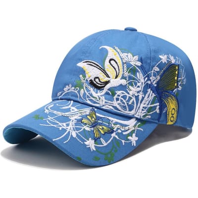 Casquette de Baseball Brodée de Sequins Casquette Tendance à Broderie Papillon Langue de Canard Impression Lèvres Casquette pour Femme gray