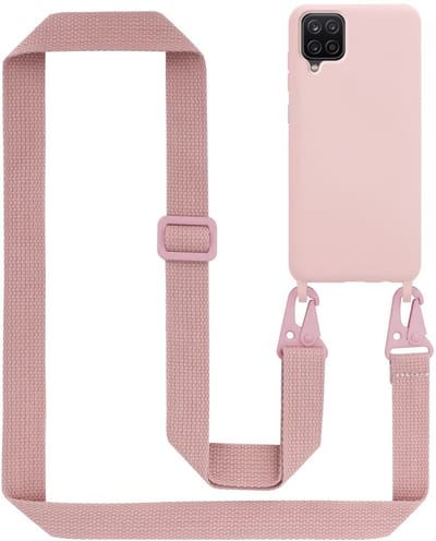 Cadorabo Mobiele telefoon ketting geschikt voor Samsung Galaxy A12 / M12 in LIQUID ROZE - Silicone beschermhoes met lengte verstelbare koord riem