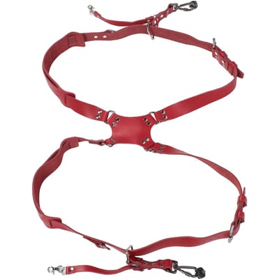 Harnais d'appareil photo Sangle d'épaule avec boucles à dégagement rapide Épaule double réglable Cuir d'appareil photo rouge