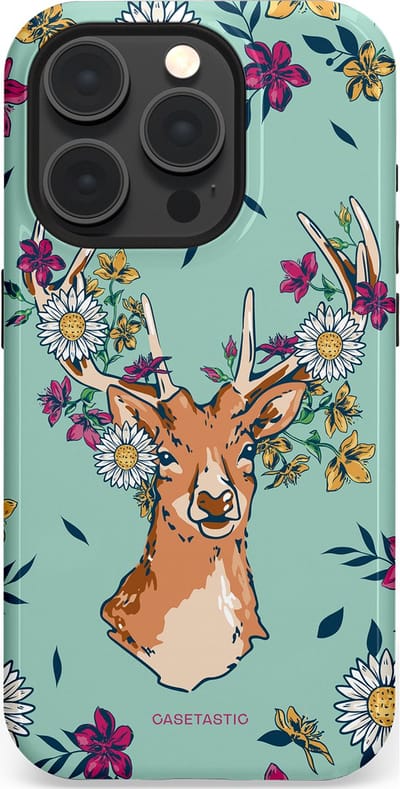 Casetastic Hoesje Geschikt voor Apple iPhone 15 Pro Magsafe - Stijlvolle Beschermende Duo-layer Case - Gewei bloesem
