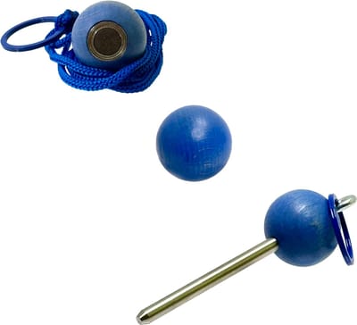 Boulemaus - Jeu de Boules - Bouleset Kleur pastelblauw - 1 Magneet - krachtige magnetische bouleopraper in de vorm van but met koord – 4 kg - 1 Traceur de Terrain -V2A roestvrij staal- 1 but