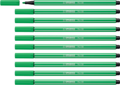 STABILO Pen 68 - Premium Viltstift - Licht Smaragdgroen - Doos 10 stuks
