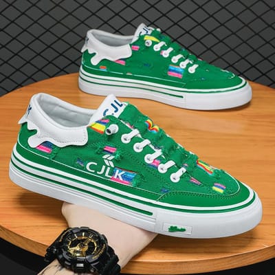 Lente Herenschoenen Nieuwe Ademende Gescheurde Canvas Schoenen Koreaanse Stijl Trendy Veelzijdige Schoenen voor Heren Eén-voet-loopvlak Schoenen 44 white