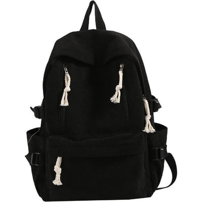 Sac à Dos Grande Capacité Sac d'École Étudiant Sac à Dos Velours Nouveau Style Couleur Unie Simple Polyvalent Mode Sac à Dos Multi-Poches