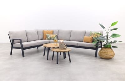 Viento/Mindo L-vorm loungeset links/rechts opstelbaar - Royal Grey/Teak