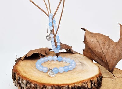 Handgemaakte natuursteen Geluksarmband met hanger "Astrologische Symbolen " Blauwe Jade " -8 mm diameter van de korrel- Diameter armband 20 cm - Kies je favoriete Astrologische Symbolen - Een mooi cadeau voor familie en vrienden