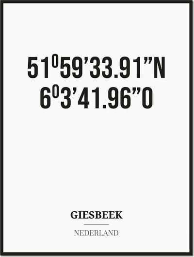 Poster/kaart GIESBEEK met coördinaten