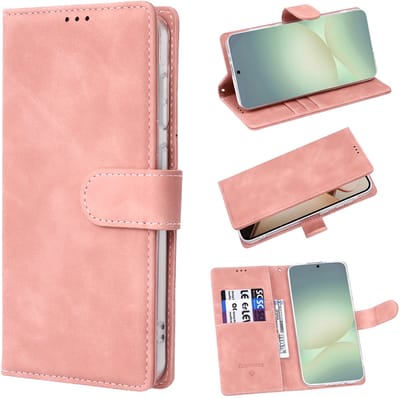 Casemania Hoesje Geschikt voor Samsung Galaxy A56 - Pale Pink - Kunstleer Portemonnee Book Case met Pasjeshouder en Ingebouwde Standaard - Roze