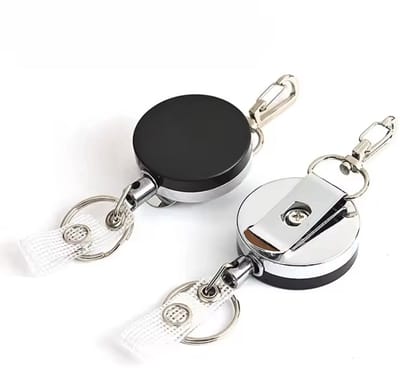 Scoby - Badge Sleutelhanger - Uittrekbare Badgehouder - Pashouder met Haak - Retractable Badge Reel - 1 Stuk - Zwart