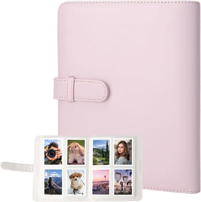 Fotoalbum met 256 Compartimenten voor Instax Mini - Roze PU Leer Album voor Fujifilm en Polaroid - Compact en Draagbaar voor Reizen, Trouwen en Herinneringen