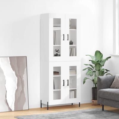vidaXL - Hoge - kast - 69,5x34x180 - cm - bewerkt - hout - wit