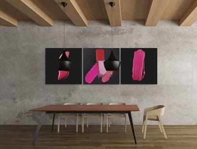 Drieluik Canvas Schilderij Abstract Roze – Moderne Wanddecoratie - 3x30x30 cm