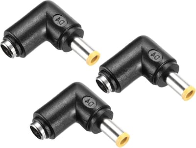DC Voedingsadapter - Stroomkabel Connector - Externe Stroombron - 90 Graden Hoek - 3 Stuks - Zwart