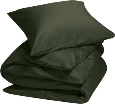 Yumeko dekbedovertrek katoensatijn dark olive 140x220 + 1/60x70 - Bio, eco & fairtrade