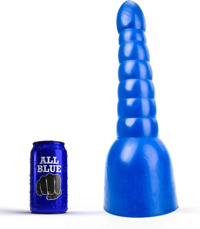 All Blue Geribbelde Anaal Dildo 34 x 11 cm - blauw