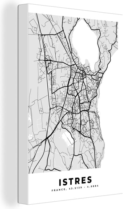 Canvas Schilderij Frankrijk - Plattegrond - Kaart - Istres - Stadskaart - 20x30 cm - Wanddecoratie