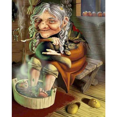Peinture au diamant Portrait de sorcière Cristal DIY Peinture au diamant Grand-mère Décoration d'intérieur 3D Point de croix 30X40CM